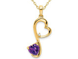 3/5 Carat (ctw) Natural Amethyst Heart Pendant Necklace in 14K Yellow Gold with Chain